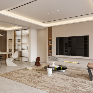 奶油风客餐厅单张1