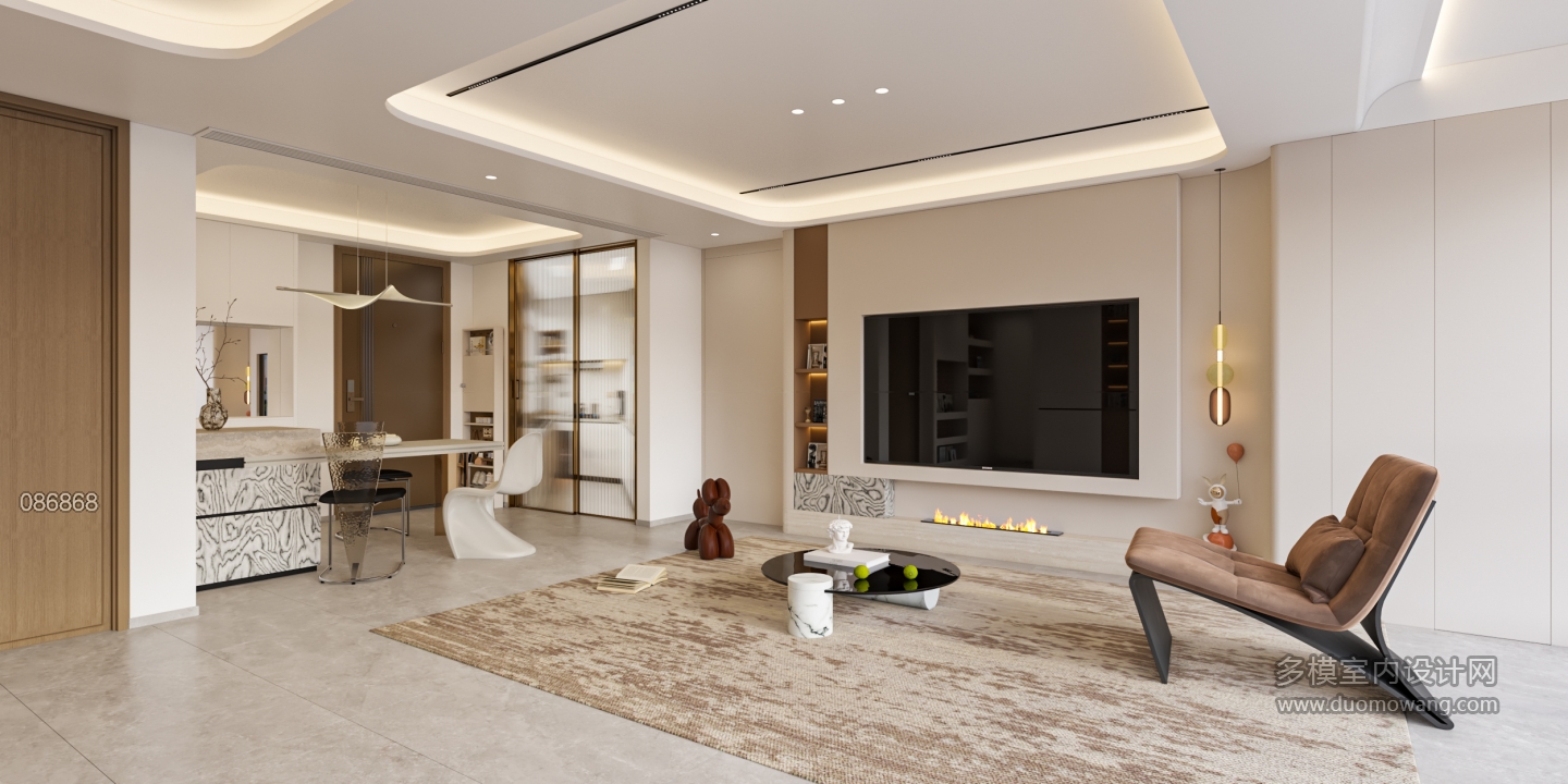 奶油风客餐厅单张1