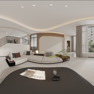 现代一层客厅全景