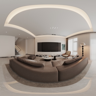 现代二层客厅全景