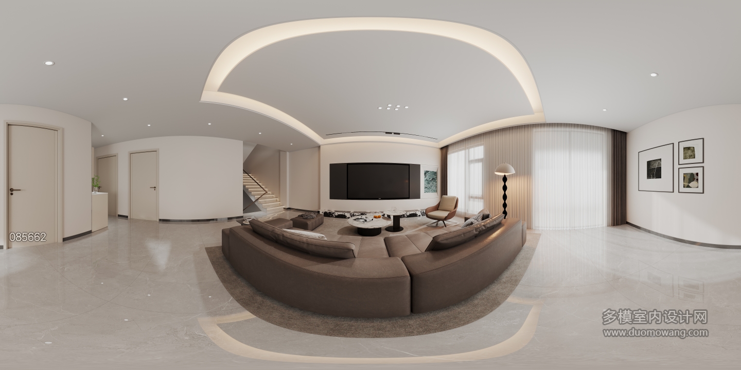 现代二层客厅全景