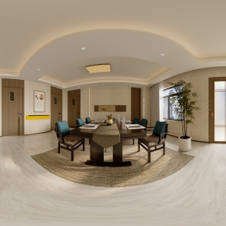 新中式艾灸馆客厅全景