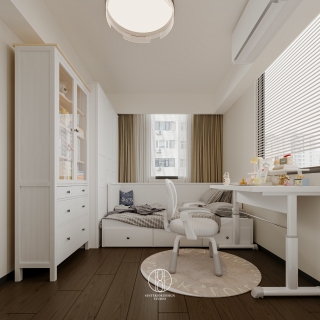 现代客房书桌床