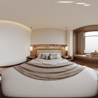 新中式三号公寓次卧全景