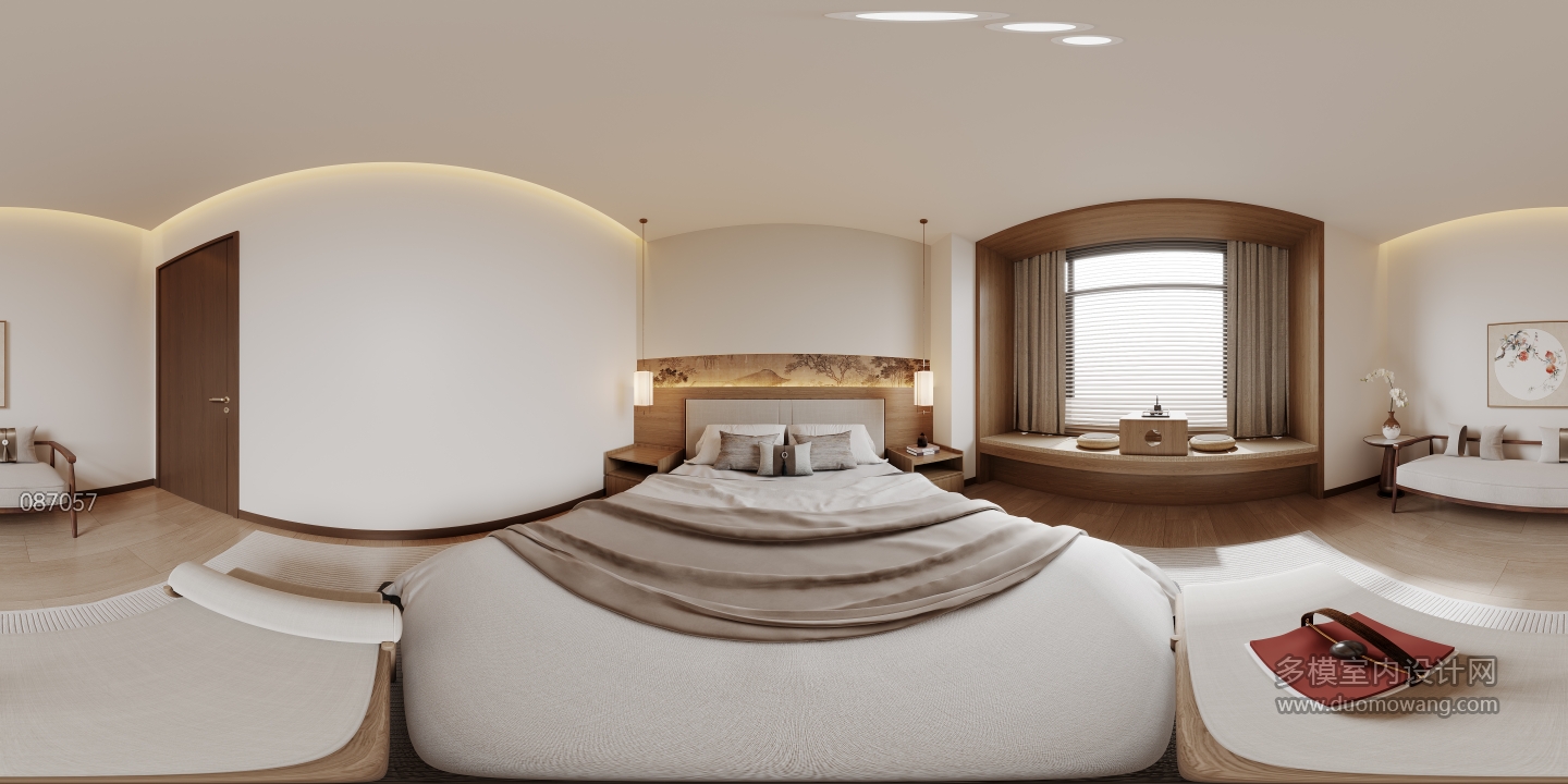 新中式三号公寓次卧全景