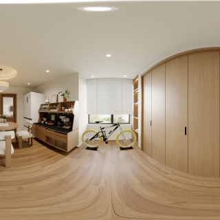 日式原木健身区全景