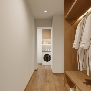 日式原木更衣区