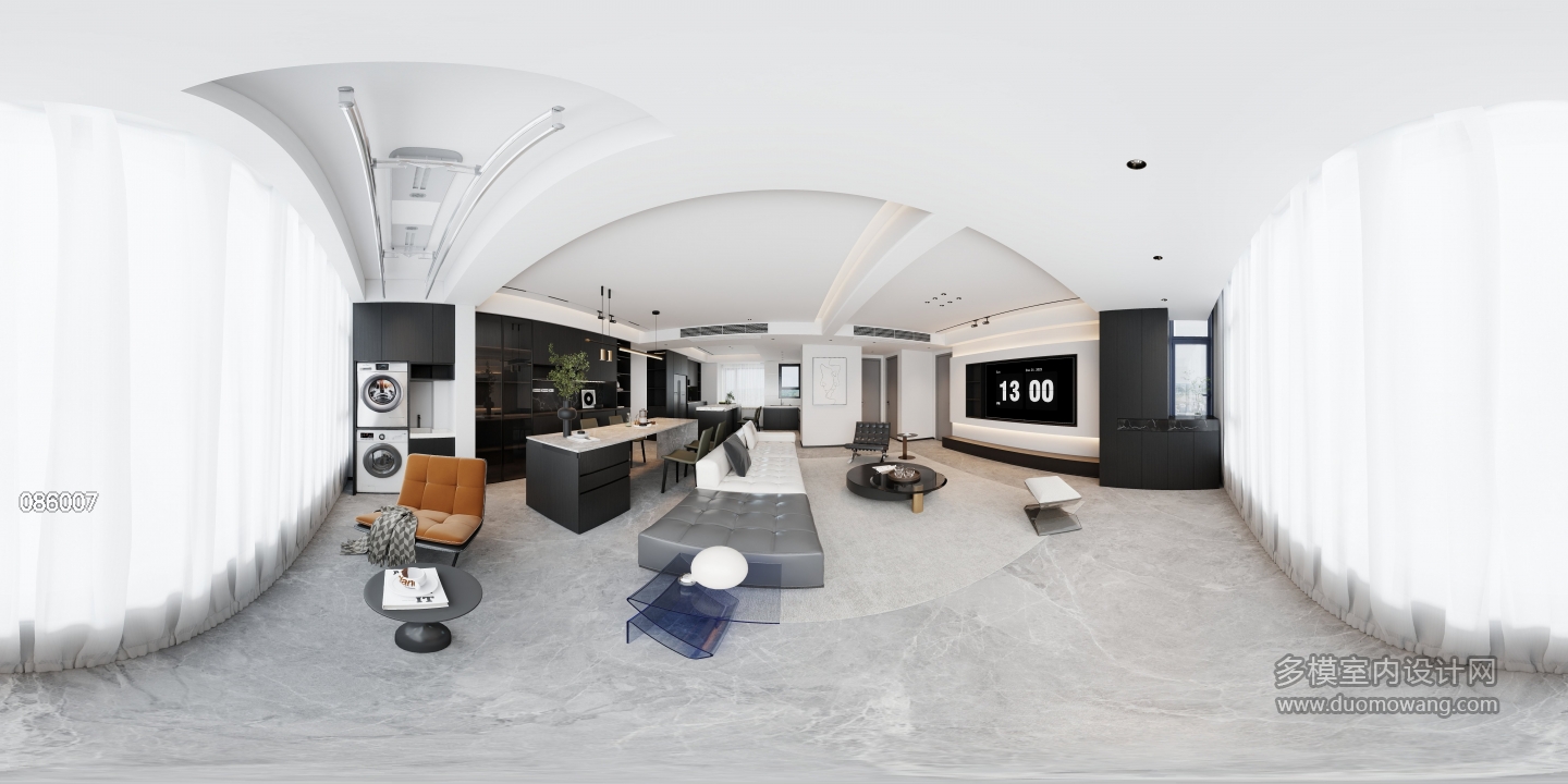 现代黑白灰-客厅