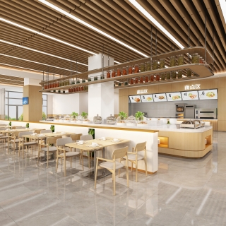 现代食堂员工餐厅视角一 (1) (1)