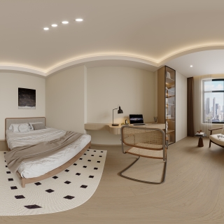 新中式卧室全景