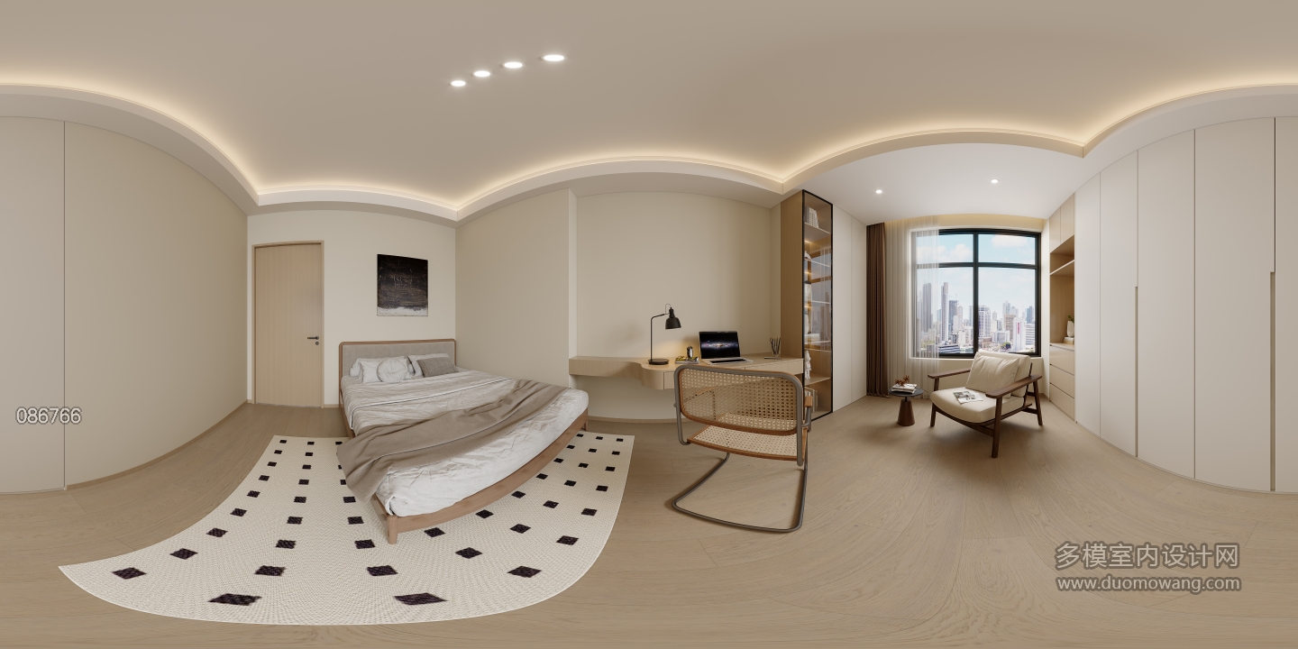 新中式卧室全景