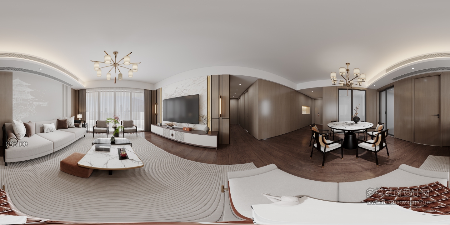 新中式客厅全景