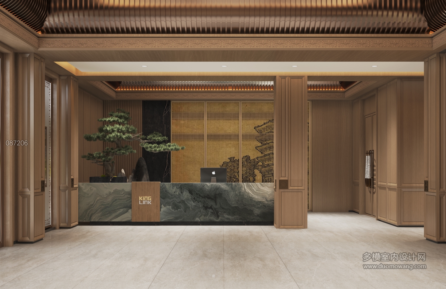 新中式酒店前厅单张1