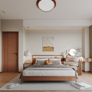 原木风主卧特写