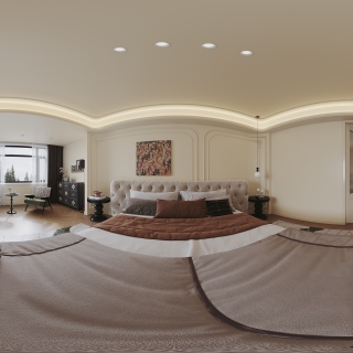 法式奶油二层主卧全景