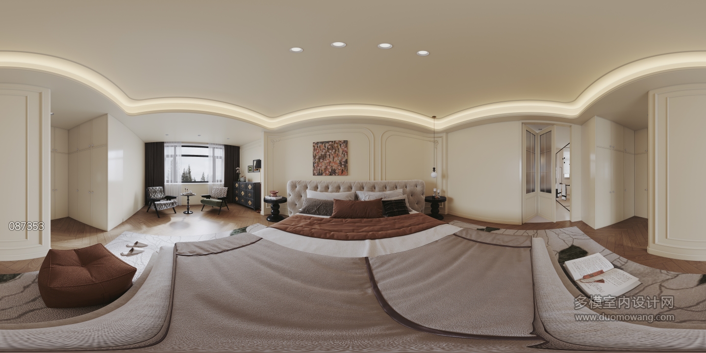 法式奶油二层主卧全景