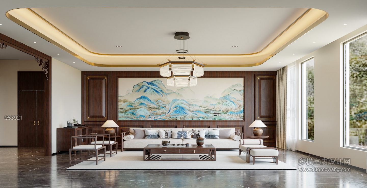 中式经理办公室沙发背景墙