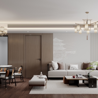 新中式客厅沙发背景墙