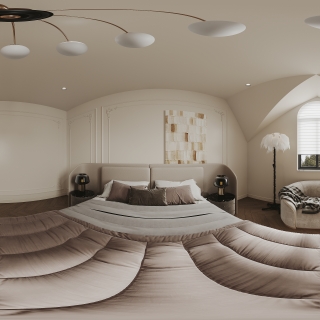 法式奶油三层左侧卧室全景