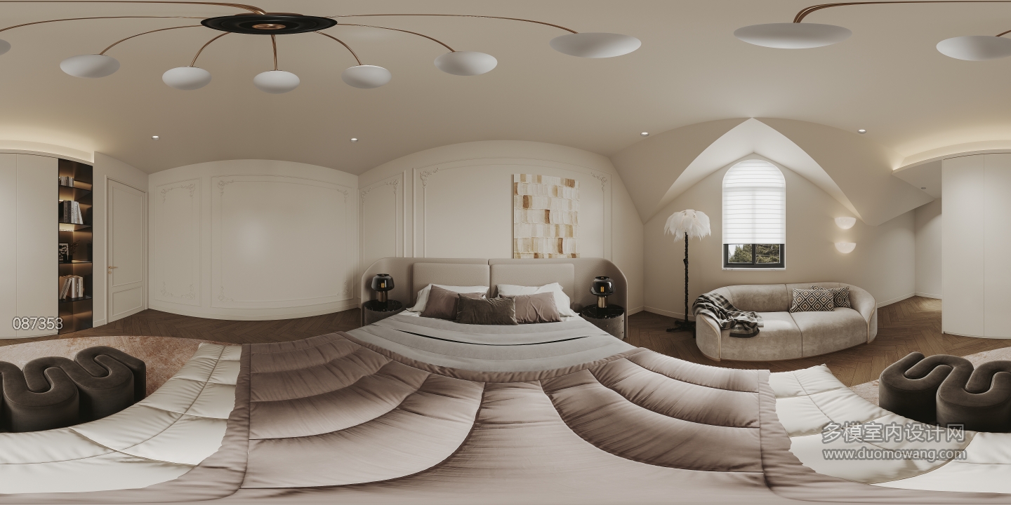 法式奶油三层左侧卧室全景