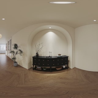 法式奶油二层走廊全景