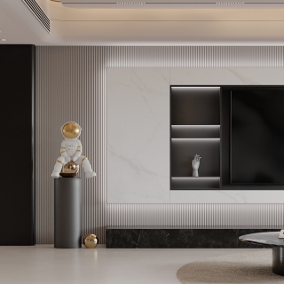 现代 黑白灰 电视墙