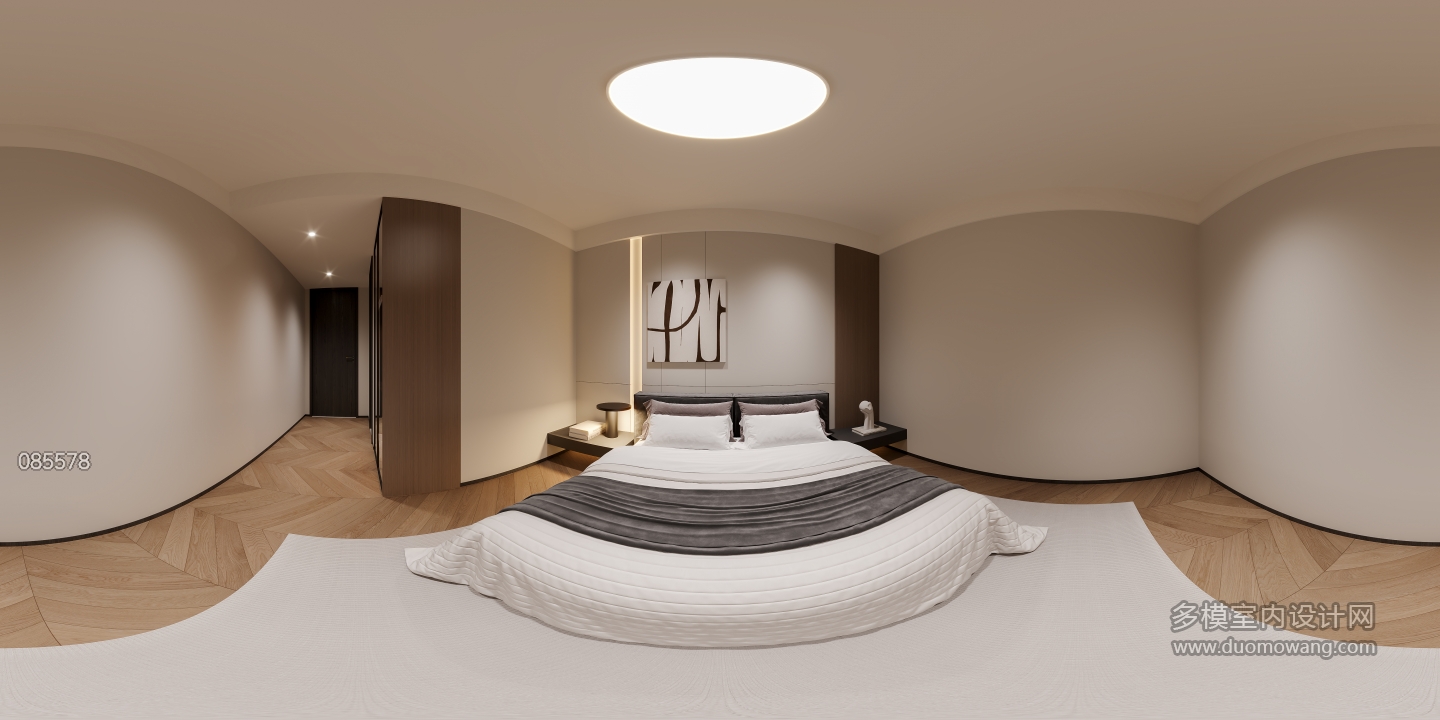 现代负一卧室全景