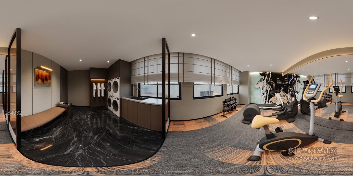 现代酒店健身房全景