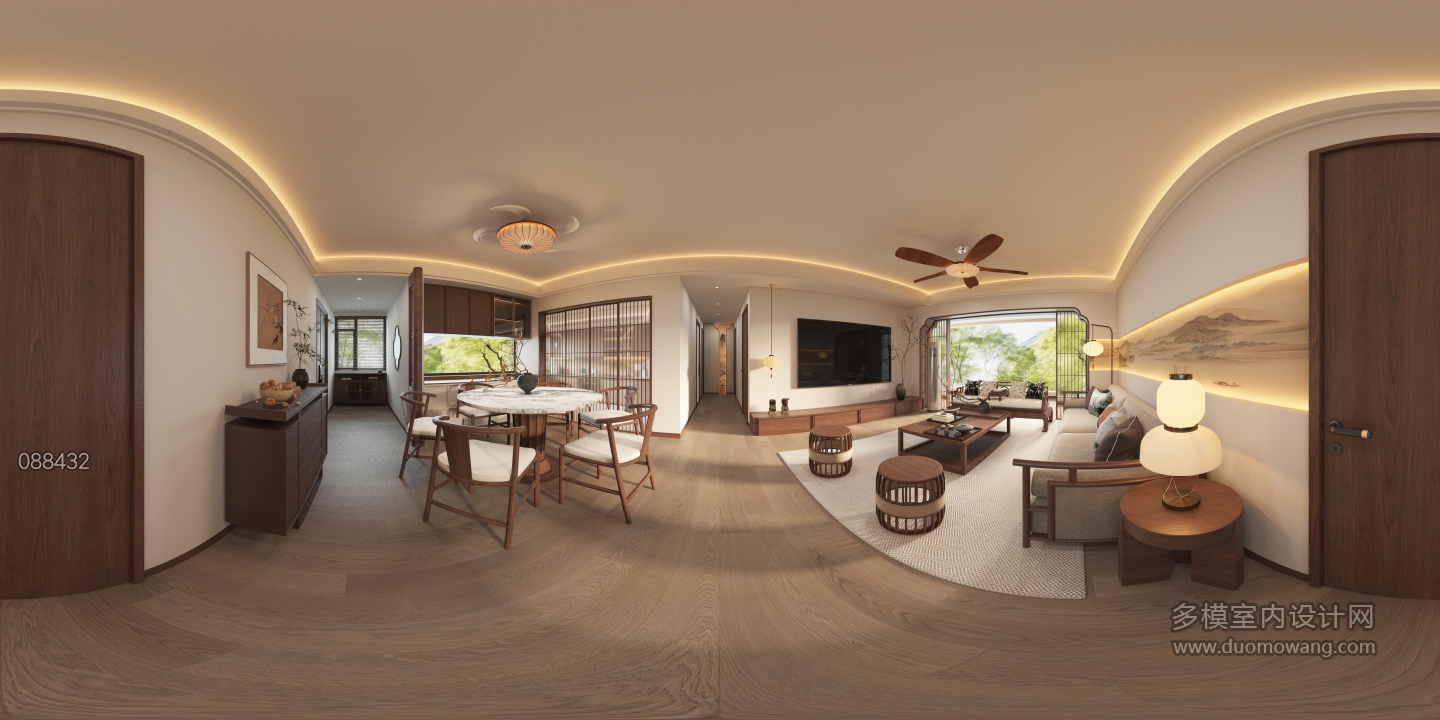 宋式家装 客餐厅全景