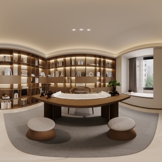 宋式美学一楼书房全景