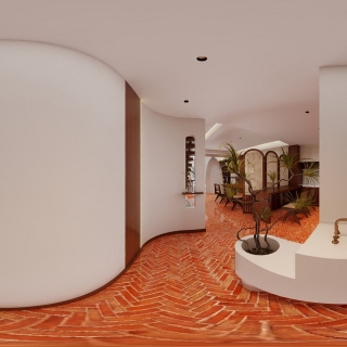 中古风卫生间门口