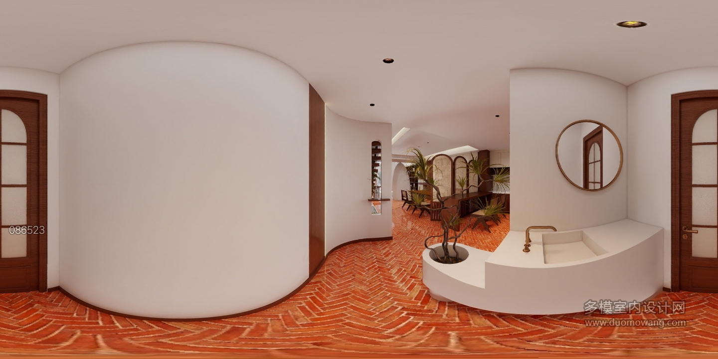 中古风卫生间门口