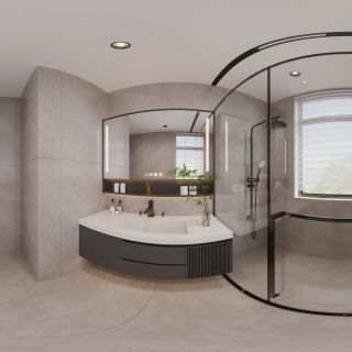 现代女儿房卫生间全景