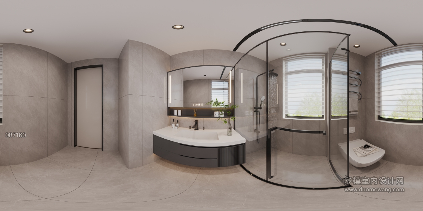 现代女儿房卫生间全景