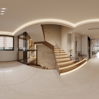 宋式美学二楼楼梯间全景