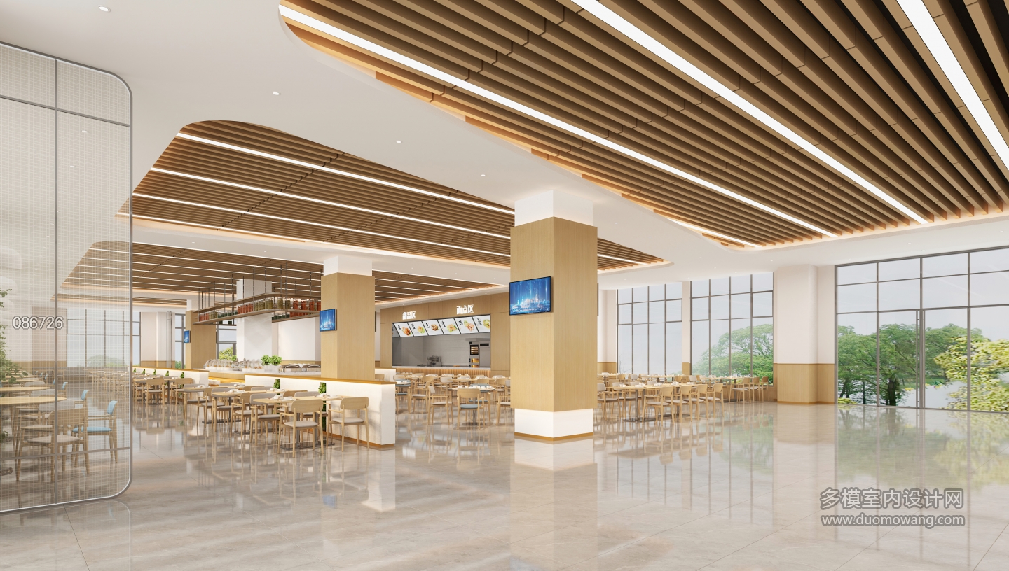 现代食堂餐厅入户视角 (1)