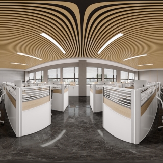 现代办公宿舍楼36人办公室全景