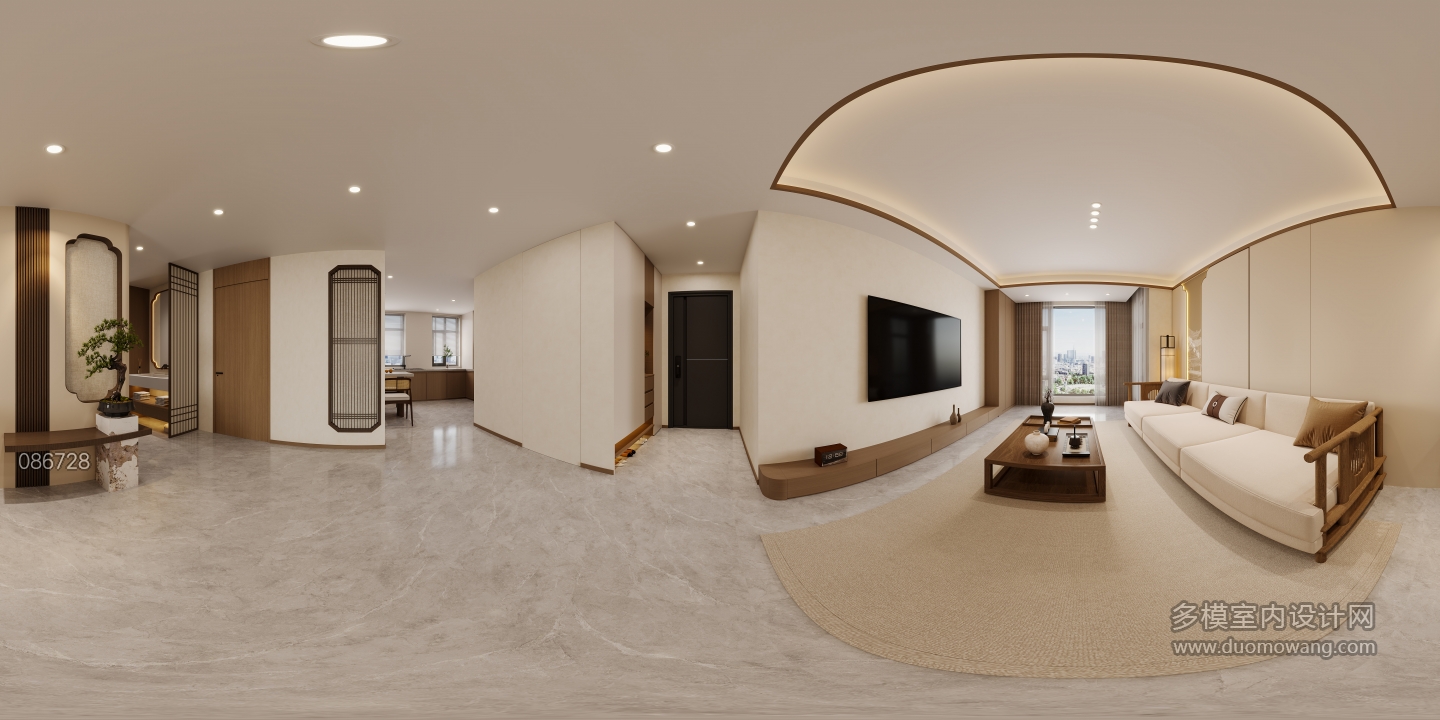 新中式客厅全景