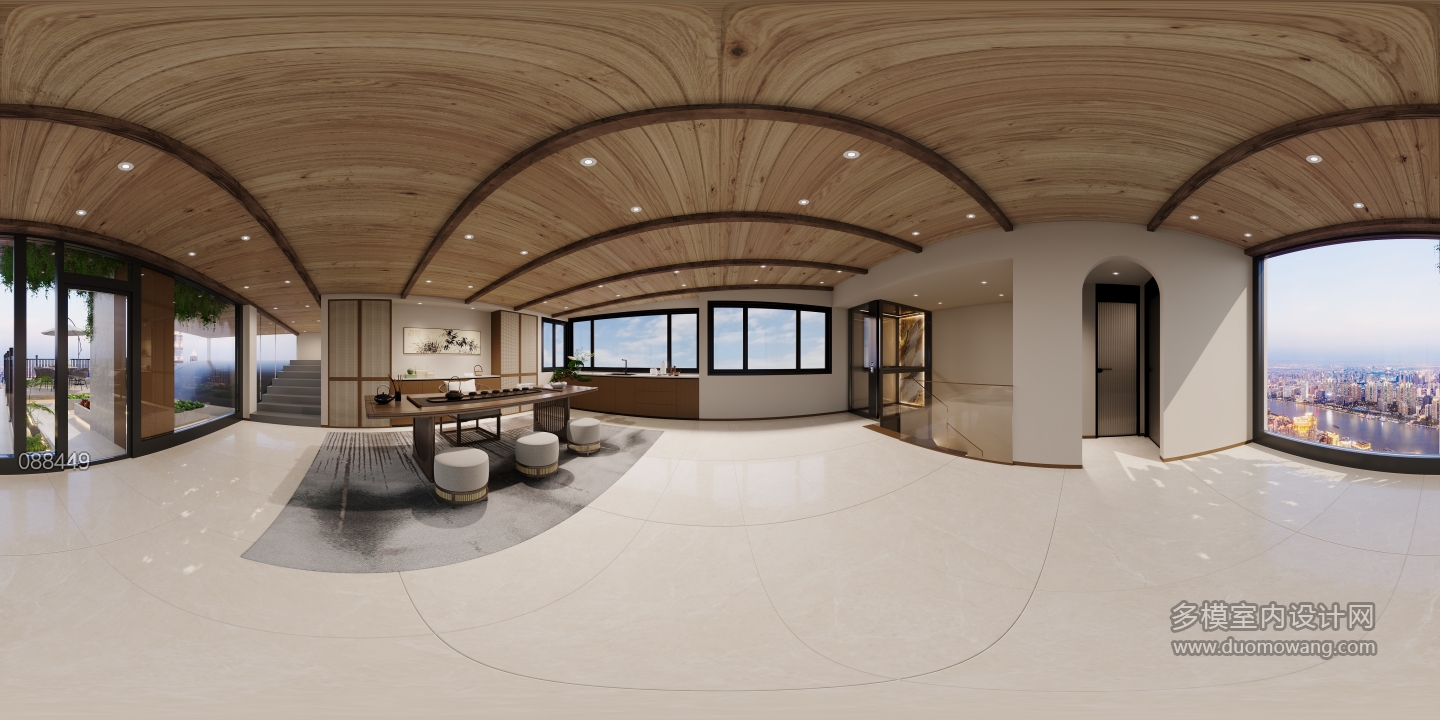 宋式美学三楼茶室全景