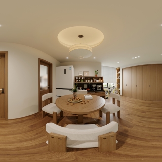 日式原木餐厅全景