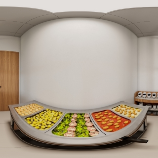 现代食堂打饭区全景