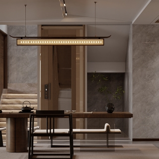 新中式 客餐厅 沙发墙