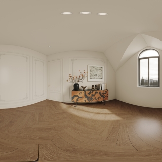 法式奶油三层走廊全景