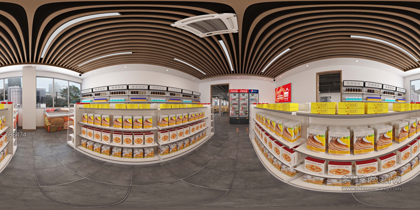 现代 食堂 超市全景01