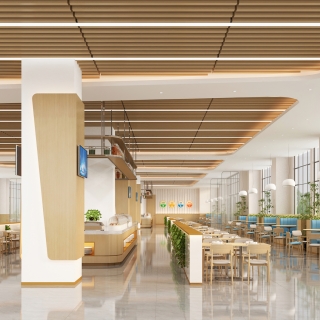 现代食堂员工餐厅视角二（广角） (1) (1)