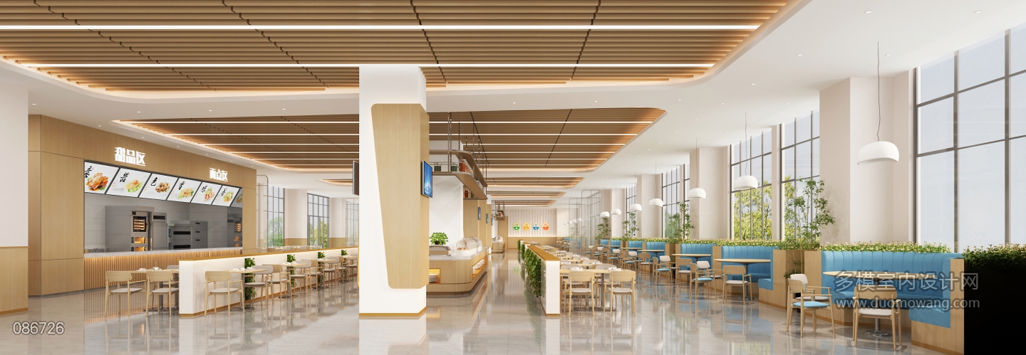 现代食堂员工餐厅视角二（广角） (1) (1)