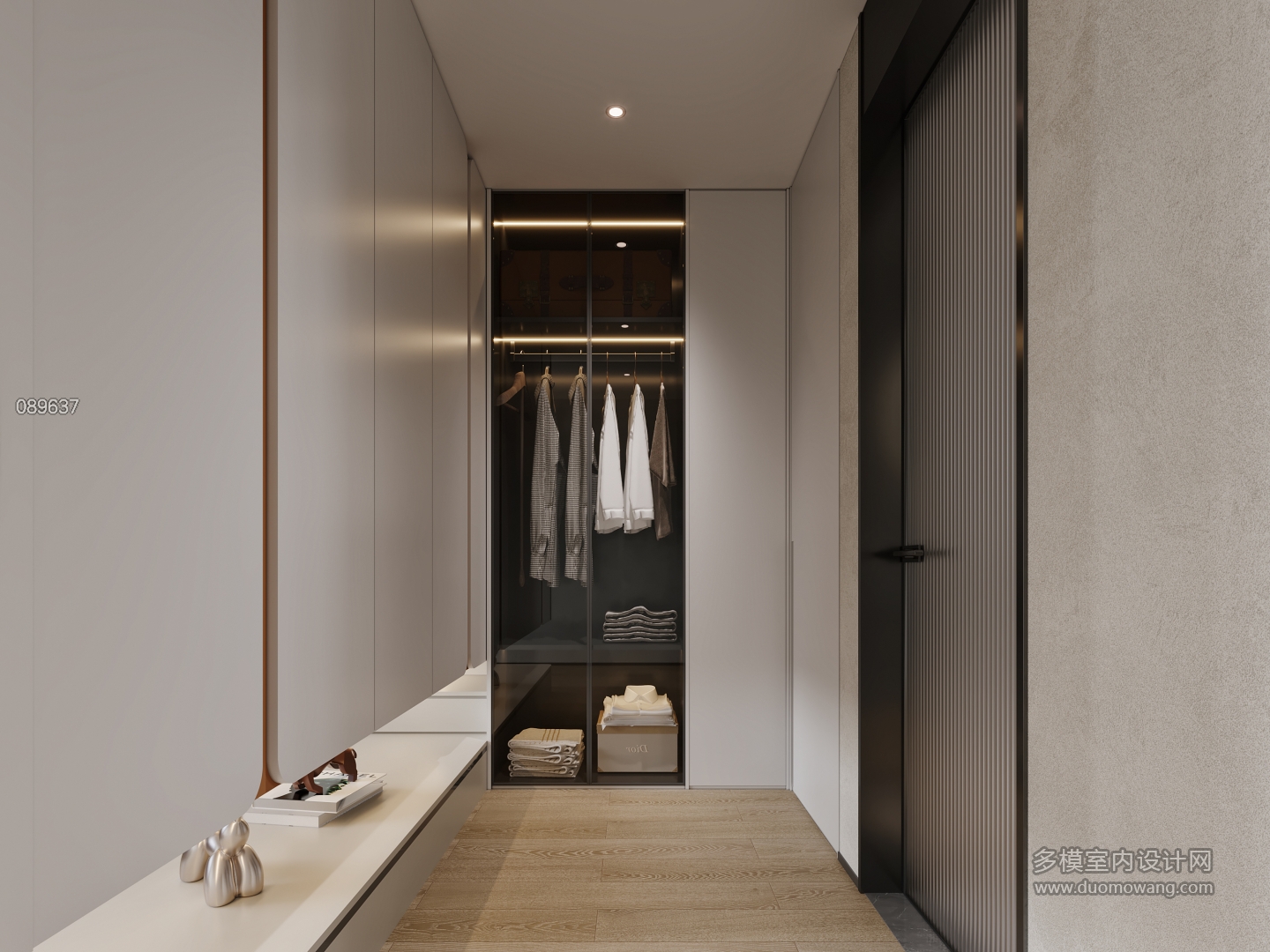 现代主卧衣帽间特写