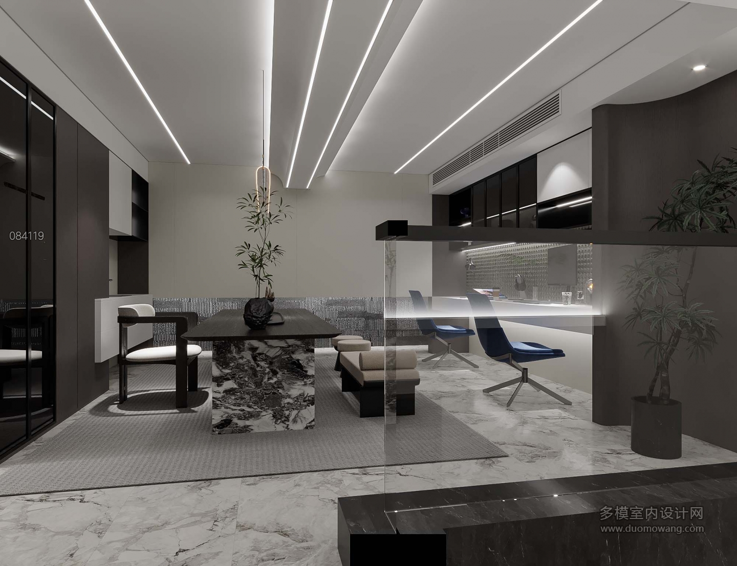 现代负一楼书房