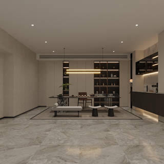 现代负一层书房