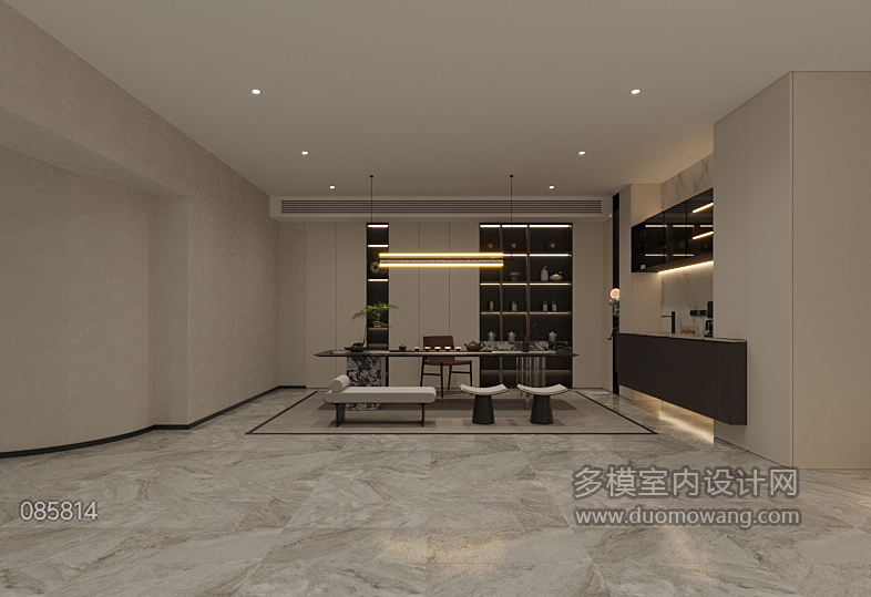 现代负一层书房